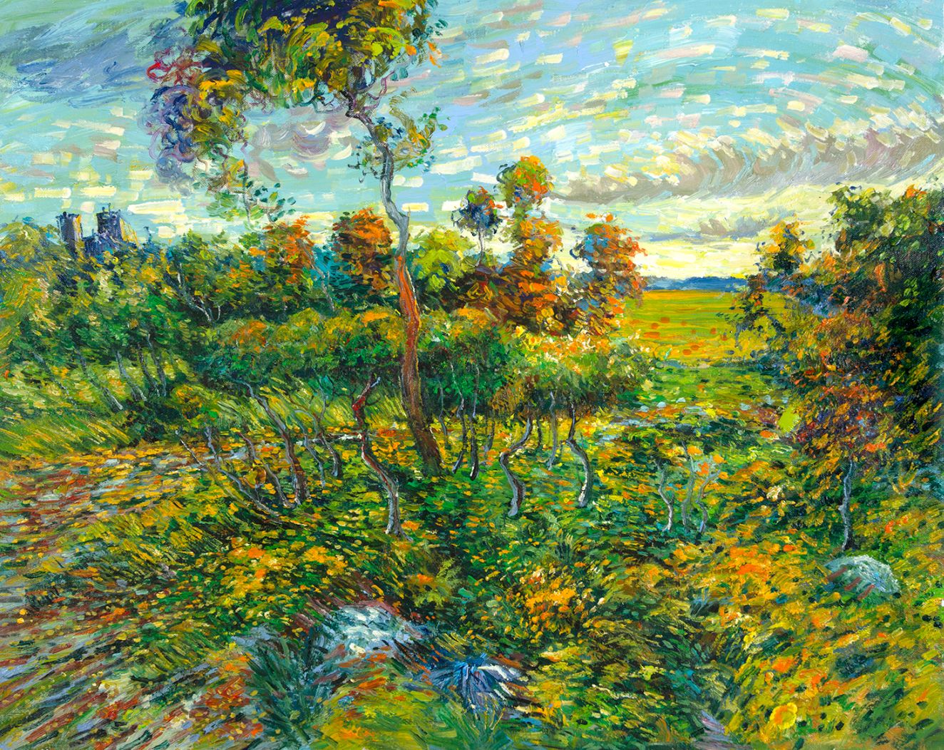 Zonsondergang bij Montmajour Van Gogh reproductie