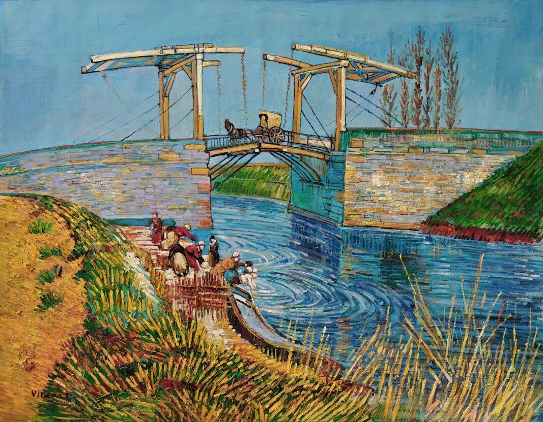 The Langlois Bridge at Arles with Women Washing Van Gogh Reproduction