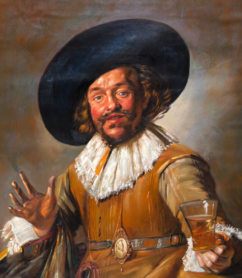 De Vrolijke drinker Frans Hals reproductie