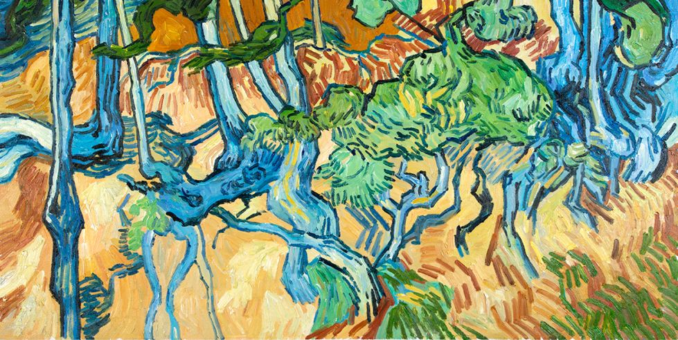 Wat is de exacte loatie van Van Goghs 'Boomwortels' in Auvers?