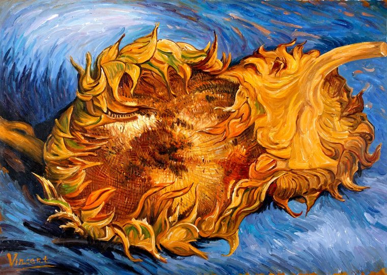 Van Gogh two cut sunflowers