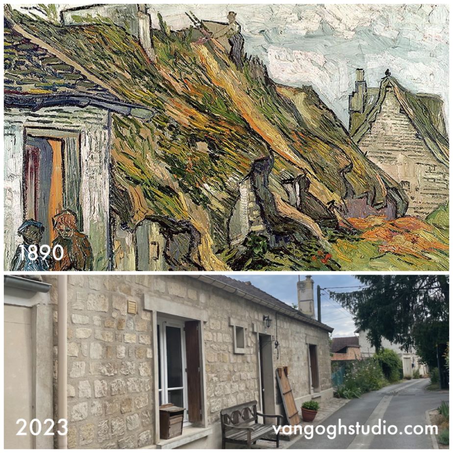 Where is Van Gogh's Thatched Cottages in Auvers