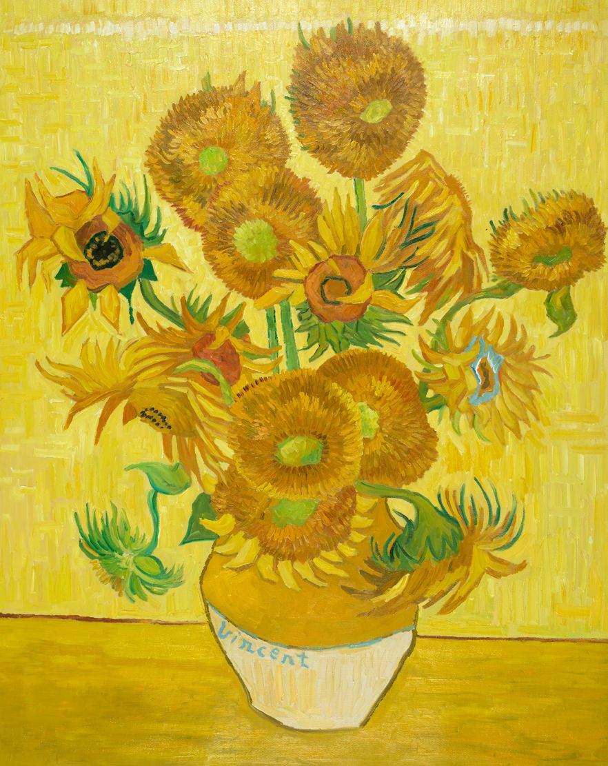 Vaas met vijftien Zonnebloemen Van Gogh reproductie