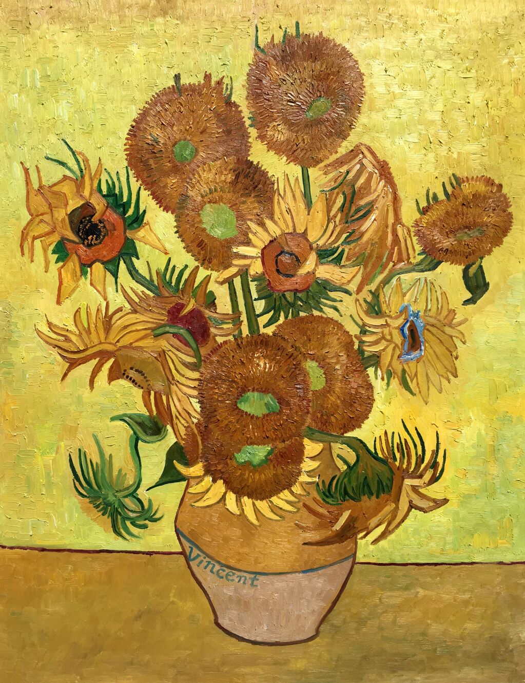 Vase With fifteen Sunflowers Van Gogh Reproduction