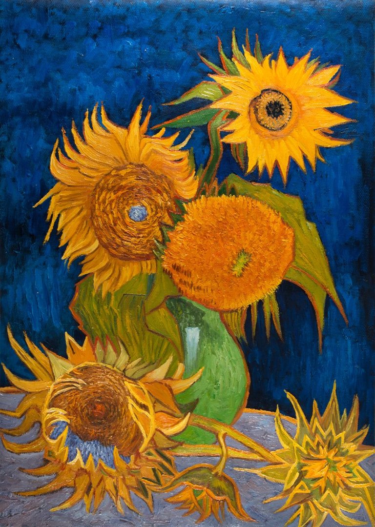 Vase with Five Sunflowers Van Gogh Reproduction