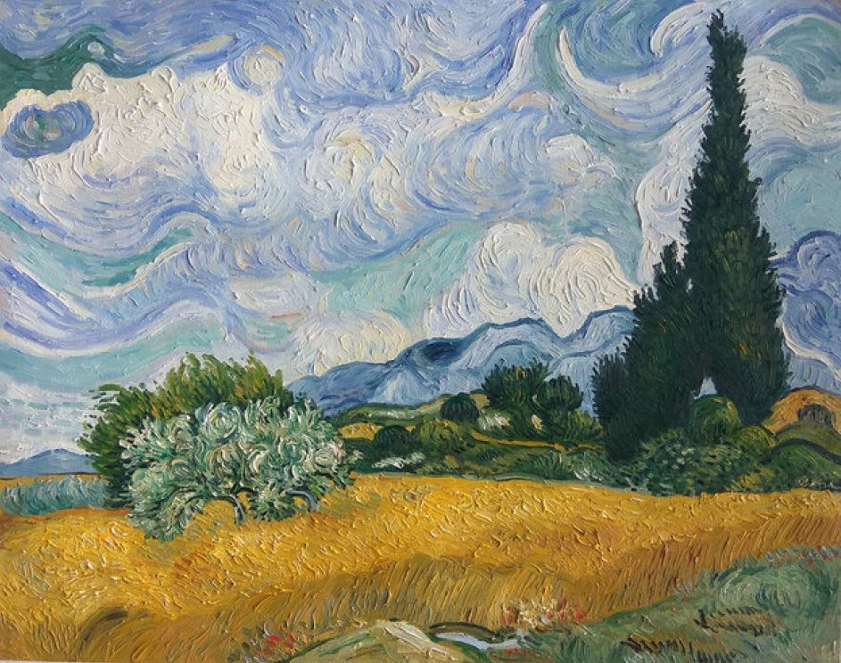 Wheat Field with Cypresses