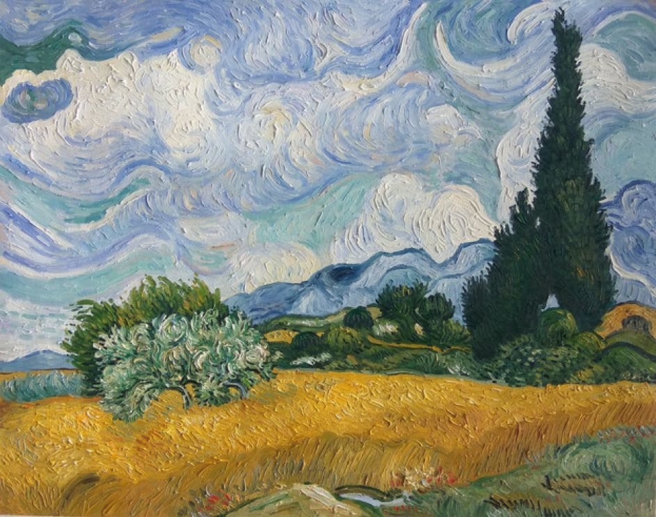 Korenveld met Cipressen bij de Haute Galline Van Gogh Reproductie