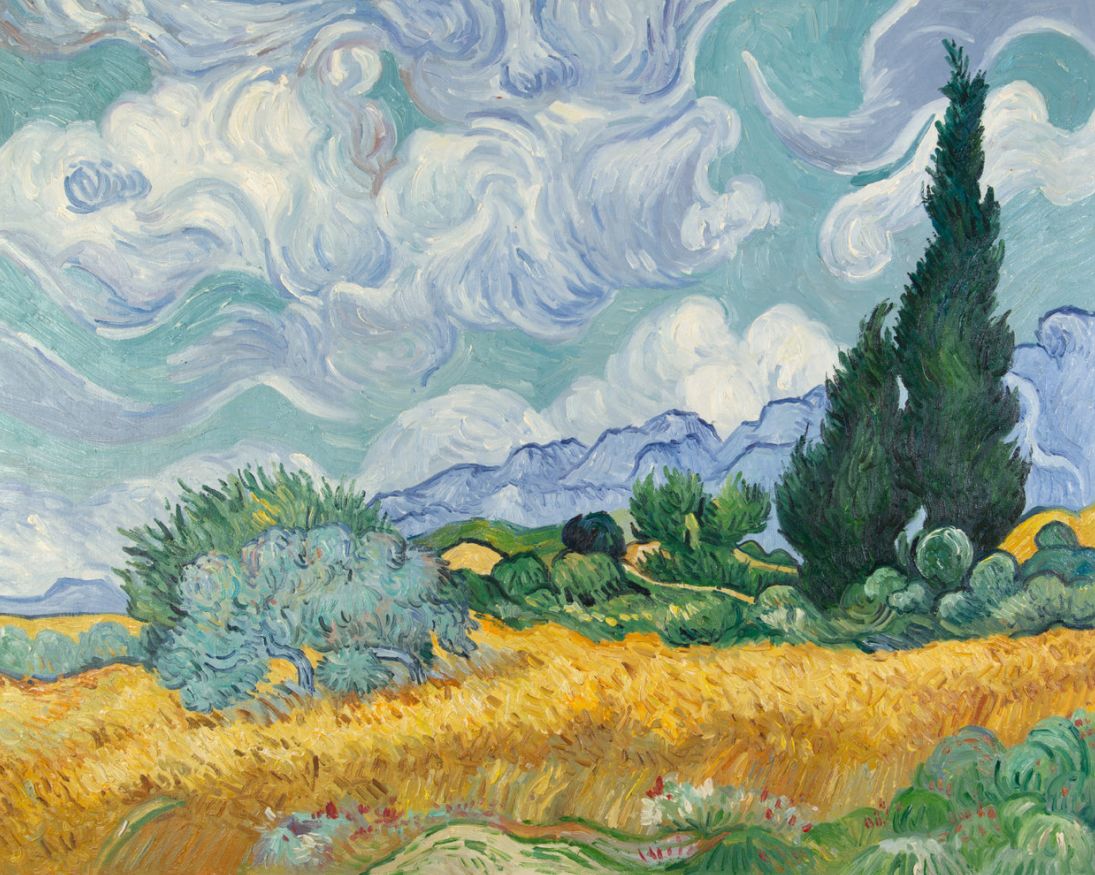 Korenveld met Cipressen Van Gogh reproductie