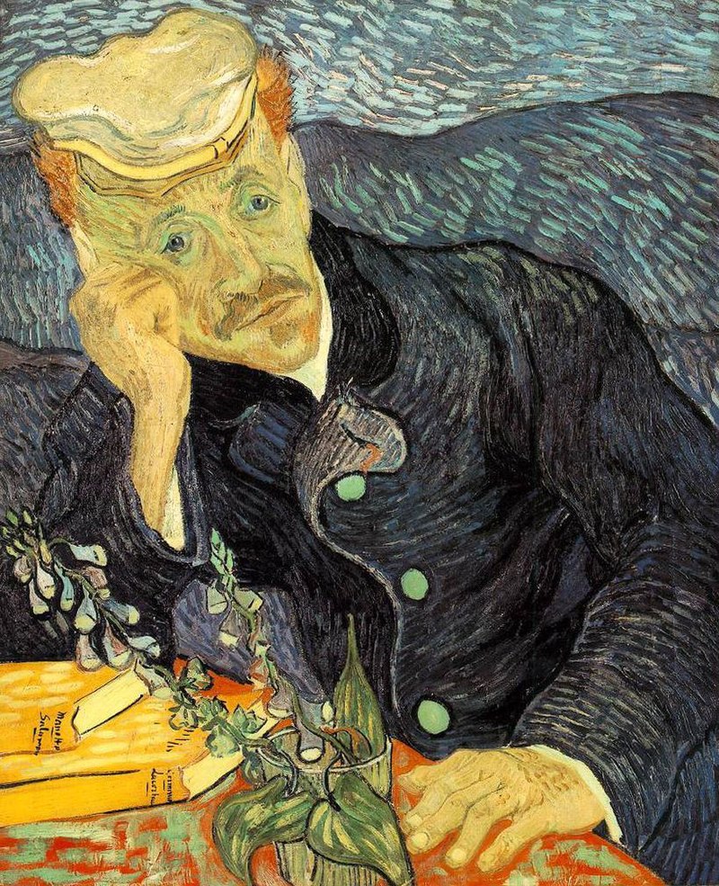 Which plant is in Van Gogh’s portrait of Dr Gachet?