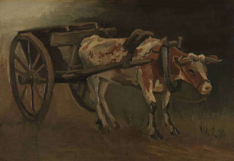 Who inspired Van Gogh to paint Cart with red and white ox?