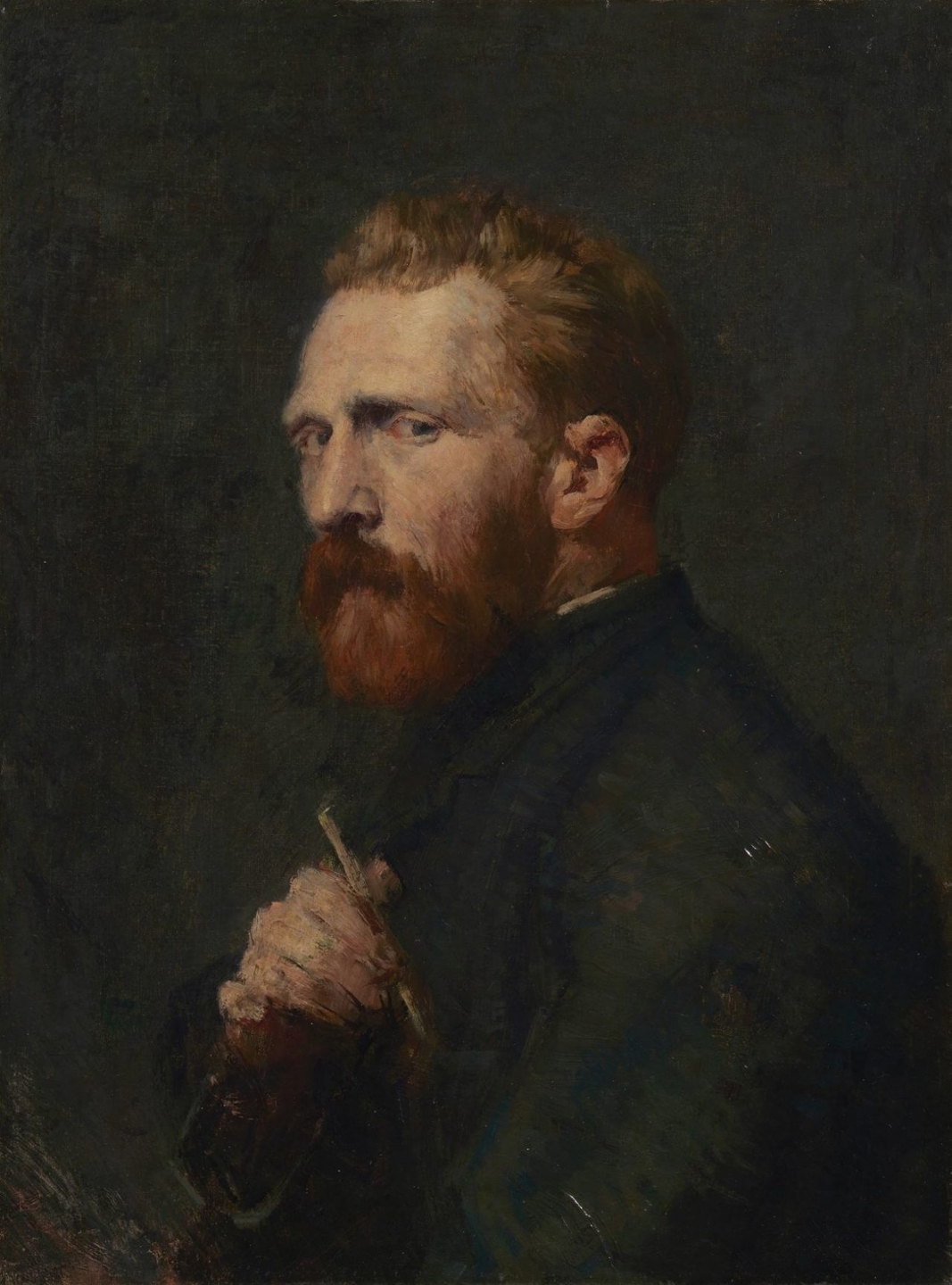 Who painted the first oil portrait of Vincent van Gogh?