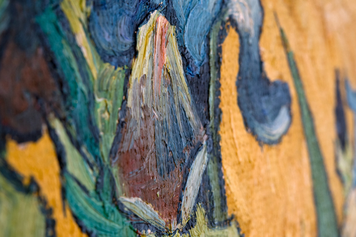 Vase with Irises against a Yellow Background Van Gogh Studio