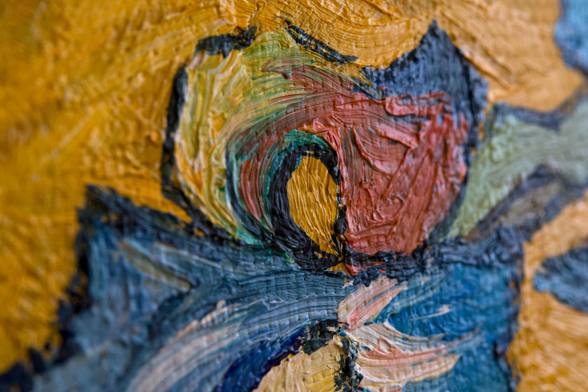 Vase with Irises against a Yellow Background Van Gogh Studio