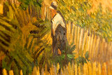 detail Harvest La Crau with Montmajour in the Background Van Gogh reproduction