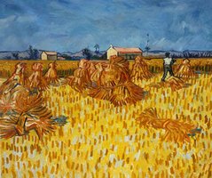 Harvest in Provence Van Gogh Reproduction, hand-painted in oil on canvas