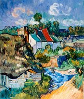 Houses in Auvers Van Gogh Reproduction, hand-painted in oil on canvas