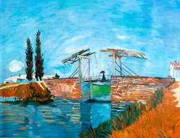 The Langlois Bridge at Arles in Wallraf-Richartz Van Gogh Reproduction, hand-painted in oil on canvas