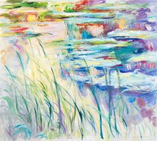 Water Lilies, Reflections on the Water, Monet reproduction, hand-painted in oil on canvas