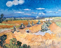 Wheat Fields with Reaper Van Gogh reproduction, hand-painted in oil on canvas