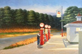Gas Edward Hopper reproduction, hand-painted in oil on canvas