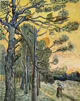 Pine Trees at Sunset Van Gogh reproduction, hand-painted in oil on canvas