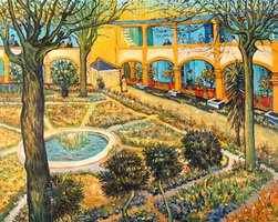 The Courtyard of the Hospital in Arles Van Gogh reproduction, hand-painted in oil on canvas