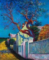 The Red Tree House Leo Gausson reproduction, hand-painted in oil on canvas