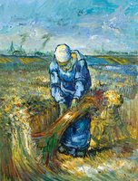 Peasant Woman binding Sheaves Van Gogh reproduction, hand-painted in oil on canvas
