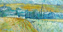 Landscape at Auvers in the Rain Van Gogh reproduction, hand-painted in oil on canvas