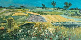 Wheat Fields near Auvers Van Gogh reproduction, hand-painted in oil on canvas
