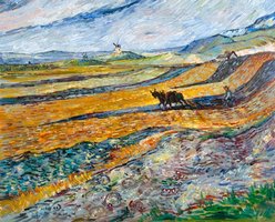 Enclosed Field with Ploughman Van Gogh reproduction, hand-painted in oil on canvas