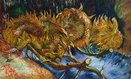 Four Cut Sunflowers Van Gogh Reproduction, hand-painted in oil on canvas