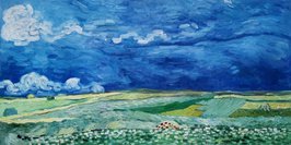 Wheat Field under Thunderclouds Van Gogh reproduction, hand-painted in oil on canvas 