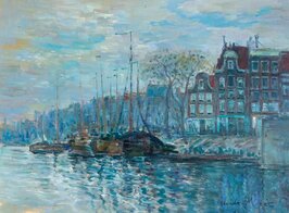 View of Amsterdam Claude Monet reproduction, hand-painted in oil on canvas