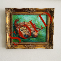 Crab on its Back framed Van Gogh reproduction, hand-painted in oil on canvas