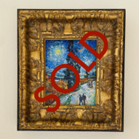 Road with Cypress and Star framed Van Gogh reproduction, hand-painted in oil on canvas