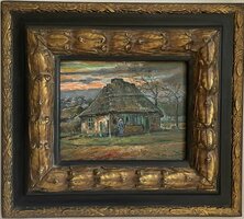 The Cottage framed Van Gogh reproduction, hand-painted in oil on canvas