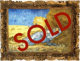 Noon Rest from Work framed Van Gogh reproduction, hand-painted in oil on canvas