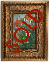 Butterflies and Poppies framed Van Gogh reproduction, hand-painted in oil on canvas