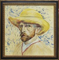 Self-Portrait with Straw Hat by Cees van Loon Van Gogh replica, hand-painted in oil on canvas