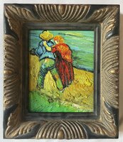 Two Lovers framed Van Gogh reproduction, hand-painted in oil on canvas