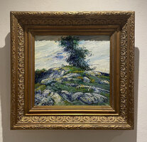 Rocks with oak Tree framed Van Gogh reproduction, hand-painted in oil on canvas