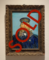 Portrait of Postman Joseph Roulin framed Van Gogh reproduction, hand-painted in oil on canvas