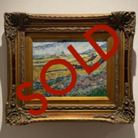 Enclosed Field with Ploughman framed Van Gogh reproduction, hand-painted in oil on canvas