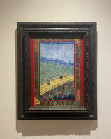Bridge in the Rain framed Van Gogh replica, hand-painted in oil on canvas