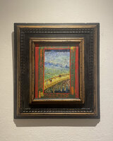 Bridge in the Rain framed Van Gogh reproduction, hand-painted in oil on canvas