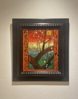 Flowering Plum Tree framed Van Gogh reproduction, hand-painted in oil on canvas