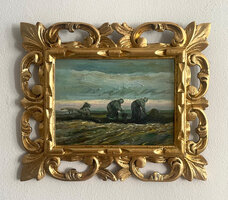 Women on the Peat Moor framed Van Gogh replica, hand-painted in oil on canvas