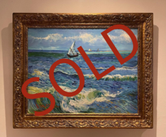 Seascape at Saintes-Maries framed Van Gogh replica, hand-painted in oil on canvas