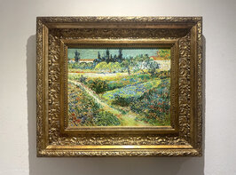 Garden at Arles framed Van Gogh reproduction, hand-painted in oil on canvas